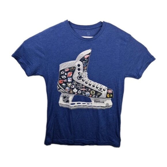 Reebok NHL Skate Logos T-Shirt Blue Men’s Tee Hockey Fan Apparel Size M - Picture 1 of 7